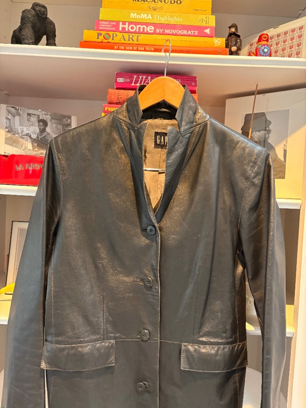 black gap leather size small leather blazer
